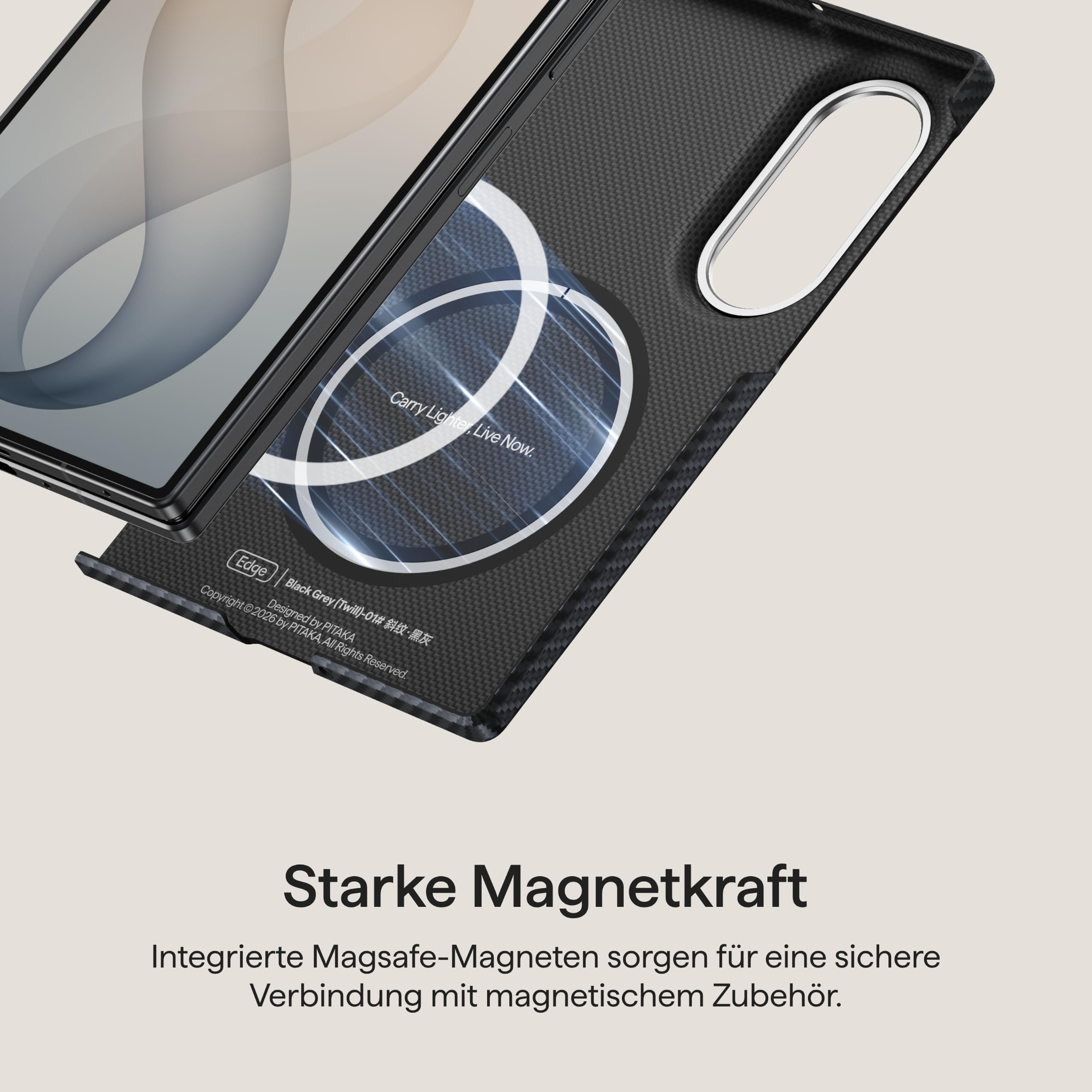 pitaka Ultradünne Hülle für Galaxy Z Fold8 aus Aramidfaser Schwarz/Grau