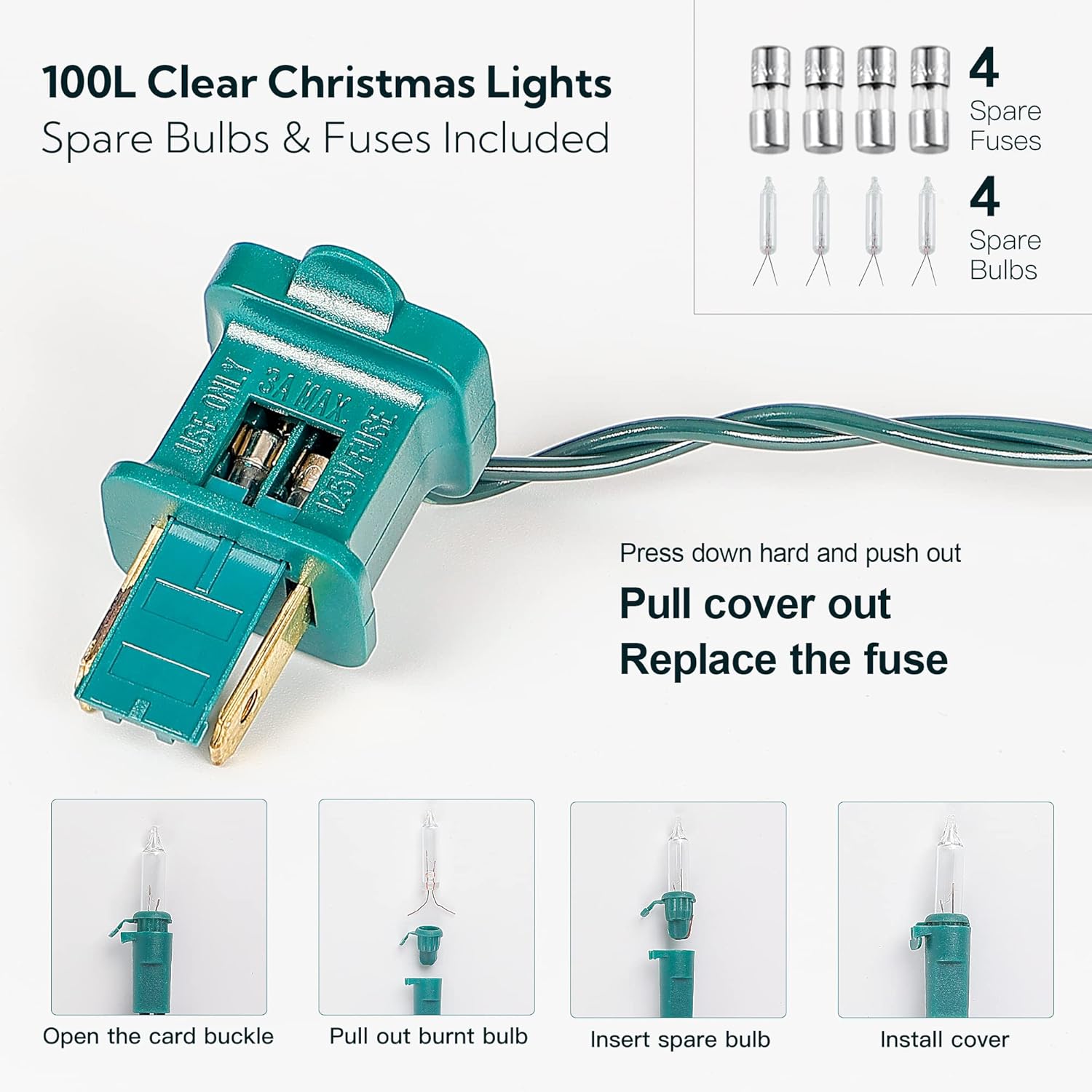 White Christmas Lights,100 Count Clear Mini Lights Incandescent Christmas Tree String Lights, Connectable for Christmas Decoration, Garland, Home, Patio, Wedding, Party, Festival (23 Feet) - Image 7