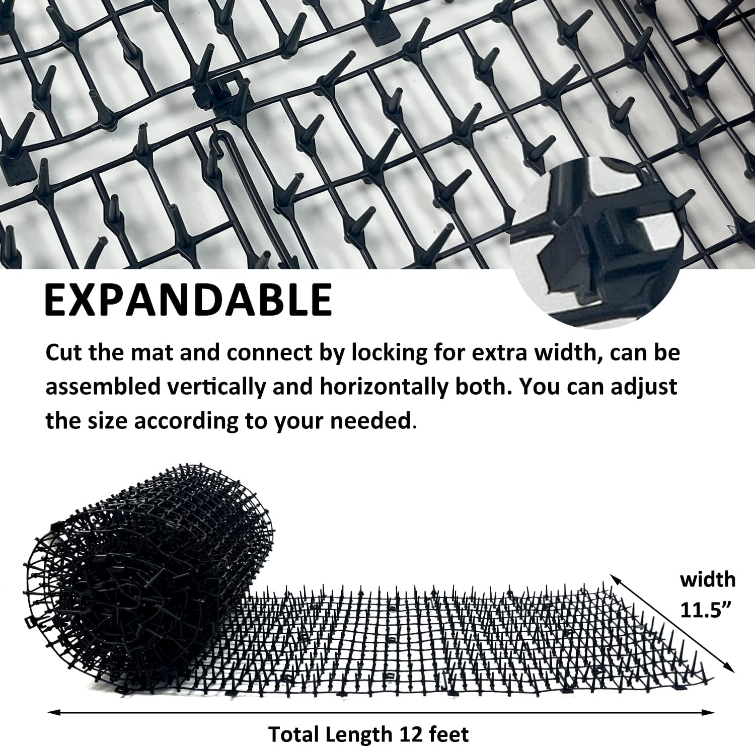 Hugeleaf 12 Feet scat mat for Cats, Training Plastic Cat Scat Mat with Spikes Keep Pets Off, Cat Spike Mat for Indoor and Outdoor