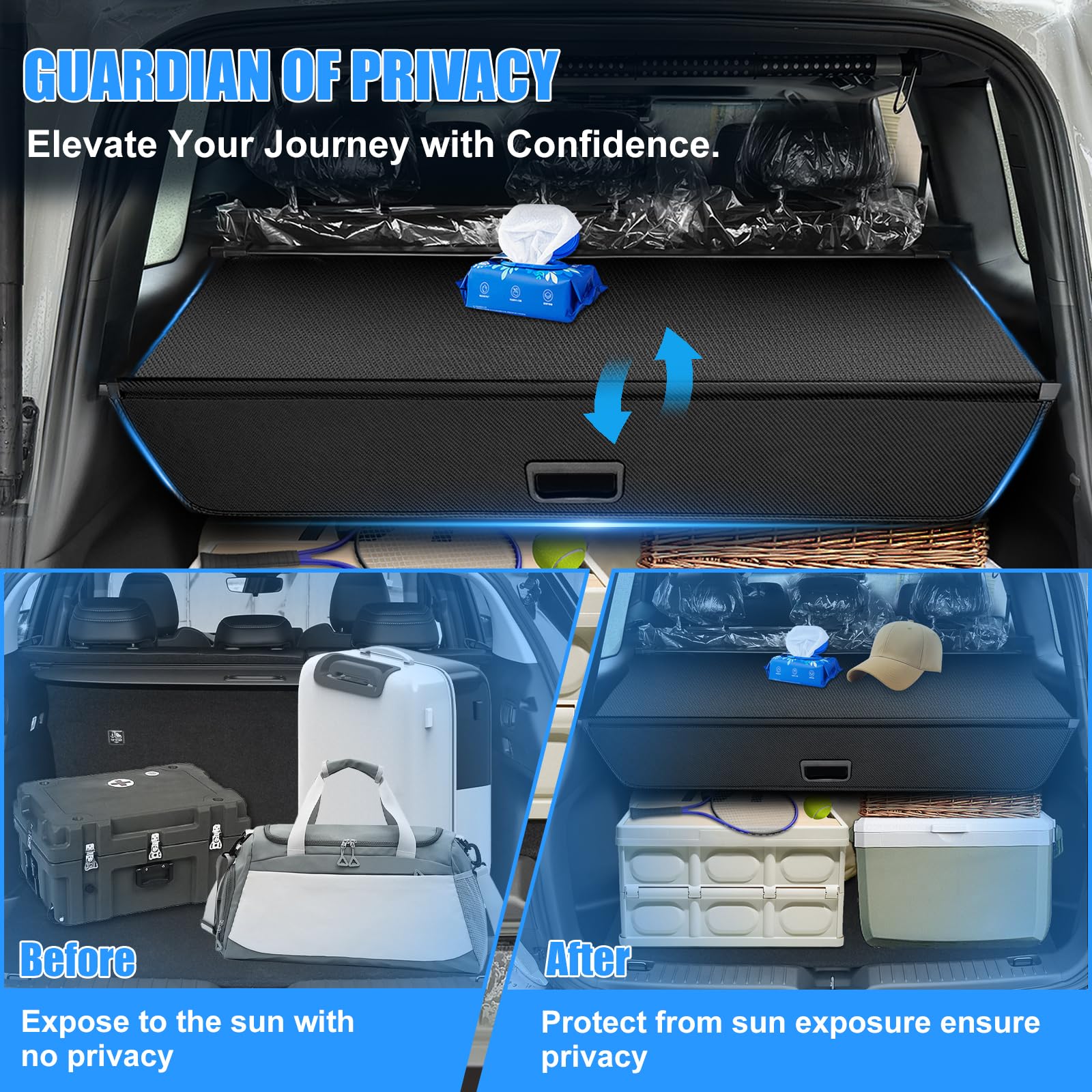 AUXKO Retractable Cargo Cover for Volvo XC60 2026-2018 Trunk Cargo Cover Luggage Security Shade Cover for 2026 2025 — view 3