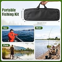 Vista 7 de Combo de carrete de caña de pescar, 2 cañas de pesca telescópicas de 6.89 pies, 2 carretes giratorios, juego de alicates de pesca con bolsa