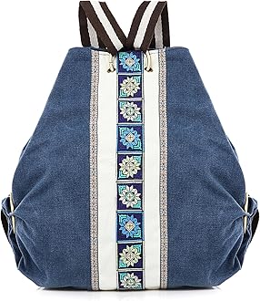 Goodhan Women Canvas Backpack Daypack Casual Shoulder Bag, Vintage Heavy-duty Anti-theft Travel Backpack