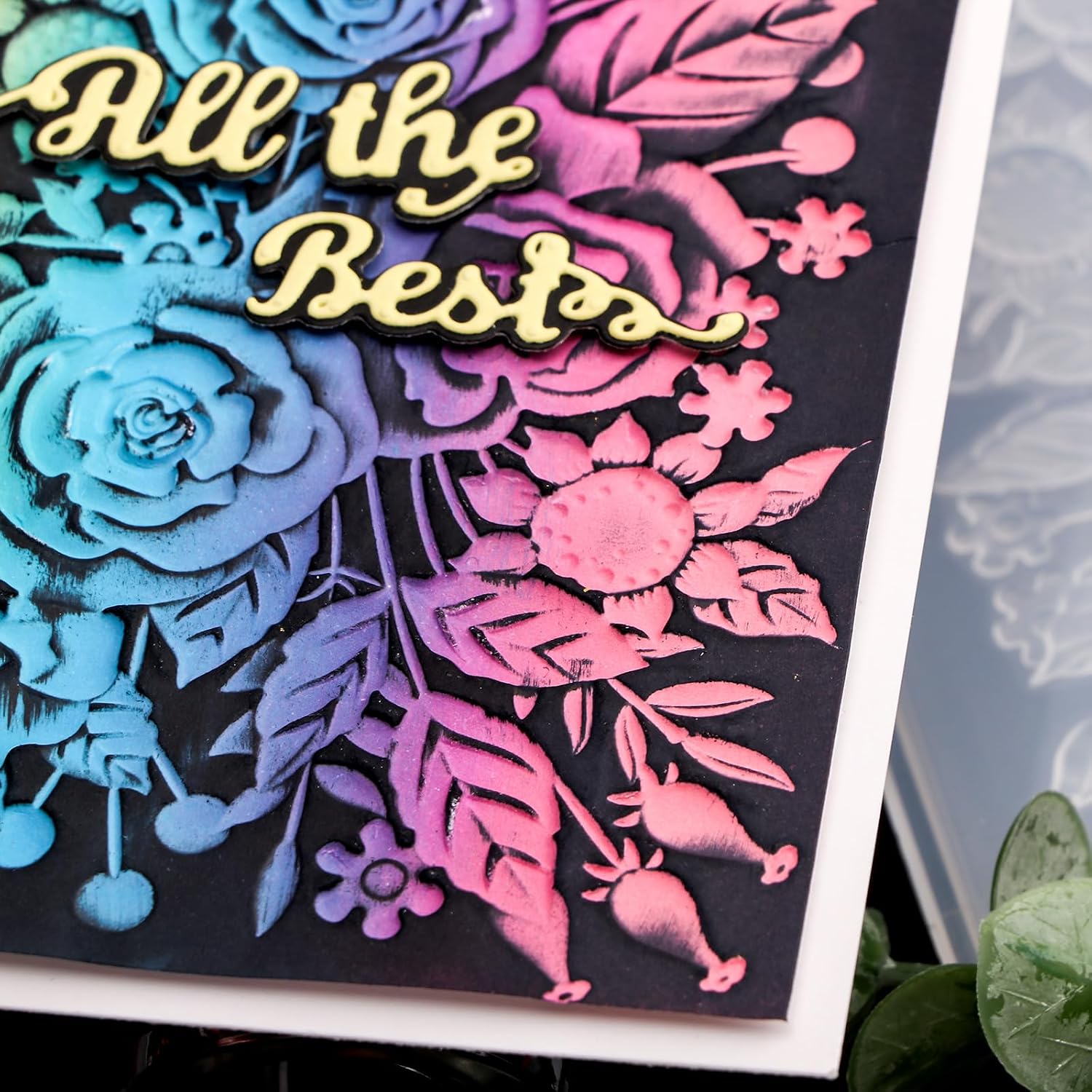 Briartw 3D Embossing Folder for Card Making,Rose Garden Clear Plastic Texture Fades Embossing Folder Template for Scrapbooking and Other Paper Craft Album Stamps DIY Decoration