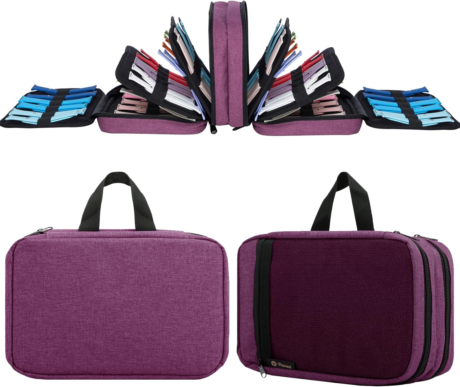 PACMAXI 84 Watch Bands Storage Carrying Case Compatible with Watches, Expandable Watch Band Holder Stores 84 Straps Fit for Most Sizes of Watch Straps, Organizer for Watch Bands, Bag Only (Purple)