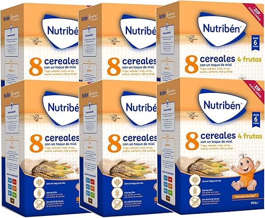 Nutribén Papilla 8 Cereales y Miel 4 Frutas - 600 gr