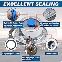 Vista 4 de Juego de 4 tapas de cubo de remolque 343-4009, 3434009 6 agujeros de aluminio para eje de remolque, con 24 tornillos, tapón de tubo lateral, junta