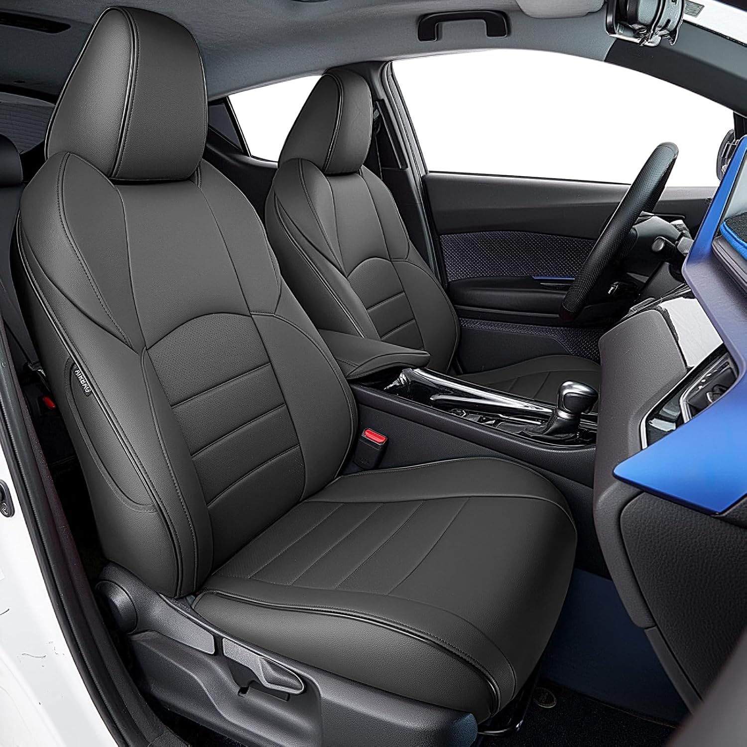 HKZ Custom Fit Full Set Car Seat Covers for Select Toyota CHR 2017 2018 2019 2020 2021 2022 2023 2024 (Black, Original line Style)