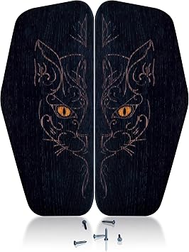 Sadhu Board OH! SADHU "Black Cat" with Realistic Epoxy Eyes, 100% Ash Wood, Yoga Nails Board, Sadhu Board for Beginners, Nails Step 10mm 0.39in