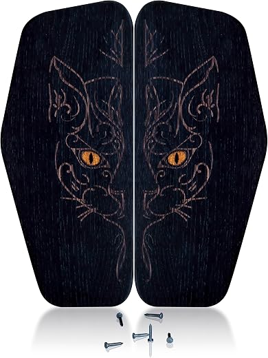 Sadhu Board OH! SADHU "Black Cat" with Realistic Epoxy Eyes, 100% Ash Wood, Yoga Nails Board, Sadhu Board for Beginners, N...