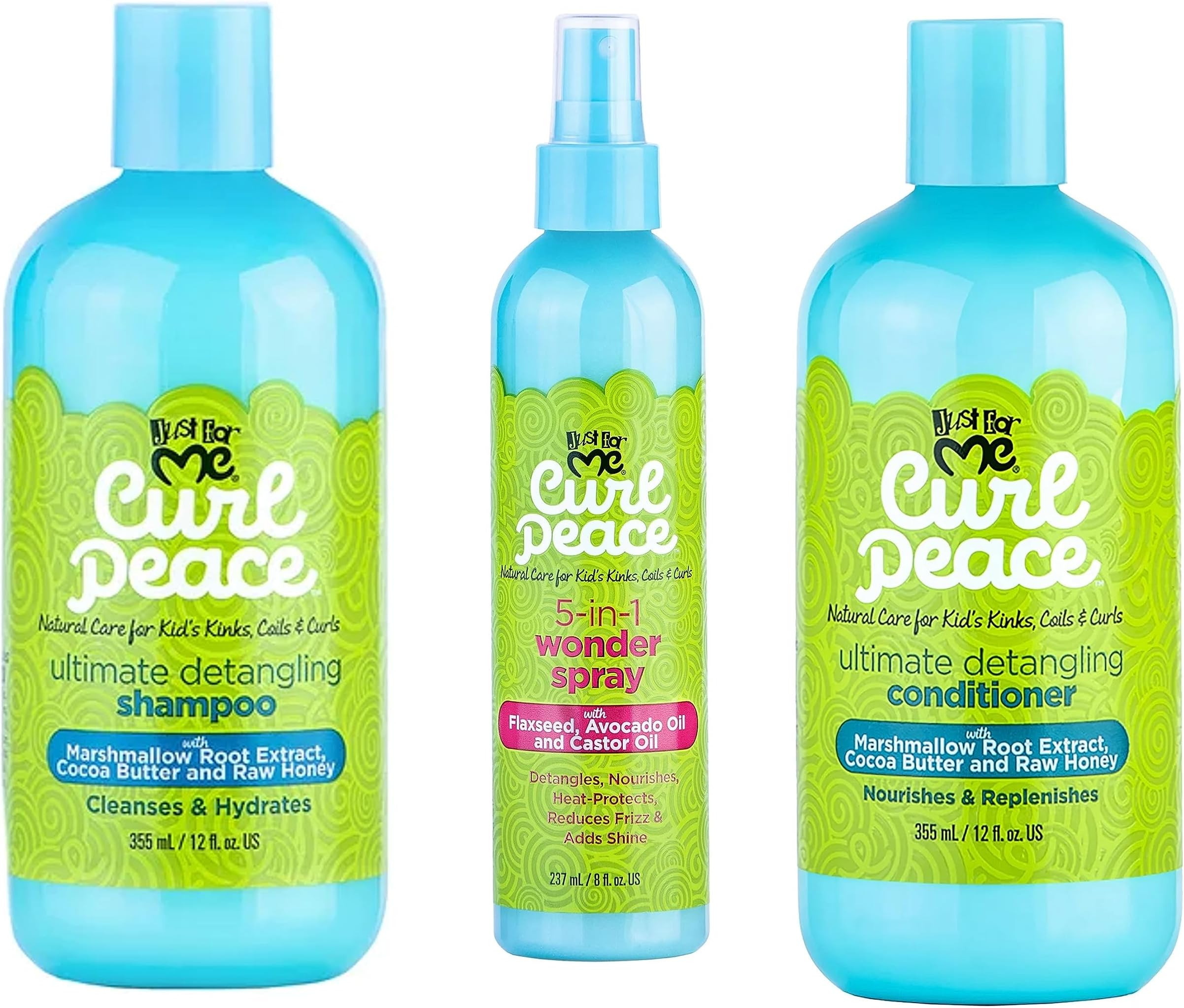 Just For Me Curl Peace Hair Products Combo (SHAMPOO, CONDITIONER & WONDER SPRAY)