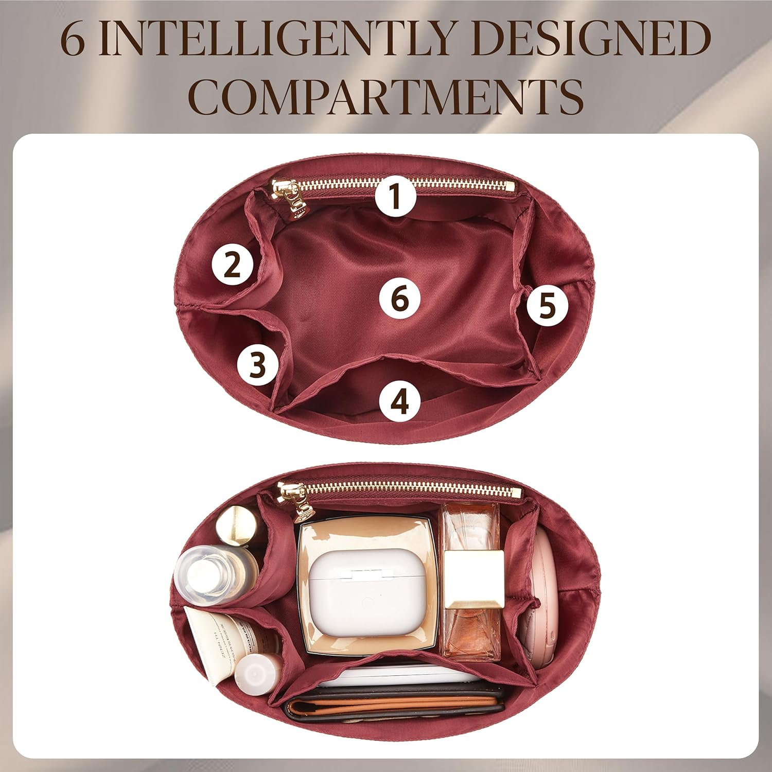 Doxo DupontPaper Handbag Organizer Insert for LV All In BB, Premium Water-Resistant All In BB Purse Insert with Zipper, Lightweight Tear-Resistant Storage Pouch Bags Shaper Divider for Luxury Handbags - Image 3