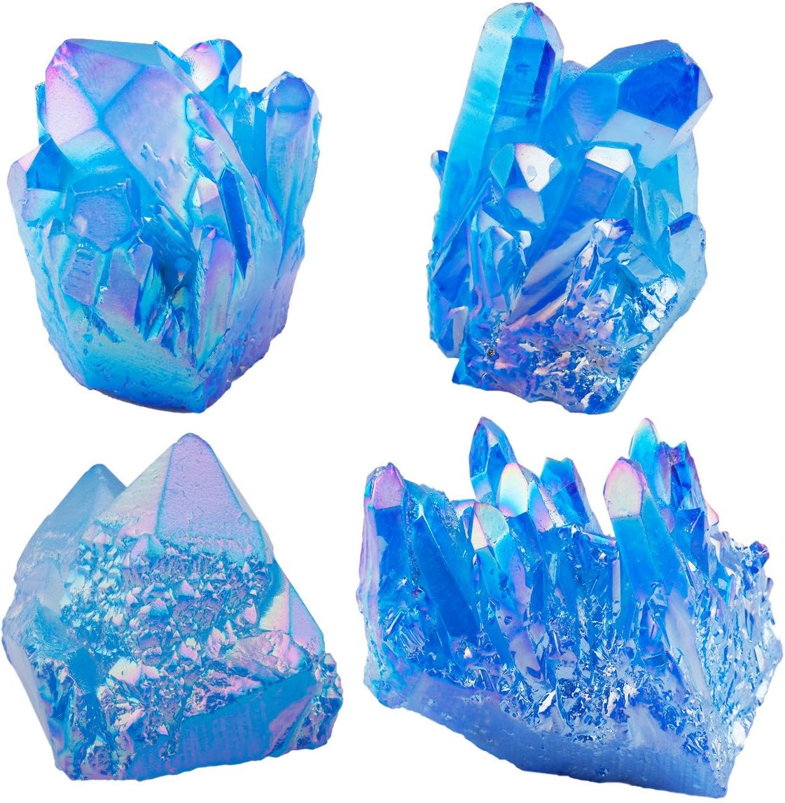 SUNYIK Blue Titanium Coated Crystal Cluster,Quartz Drusy Geode Gemstone Specimen(0.2-0.3lb) : Home & Kitchen