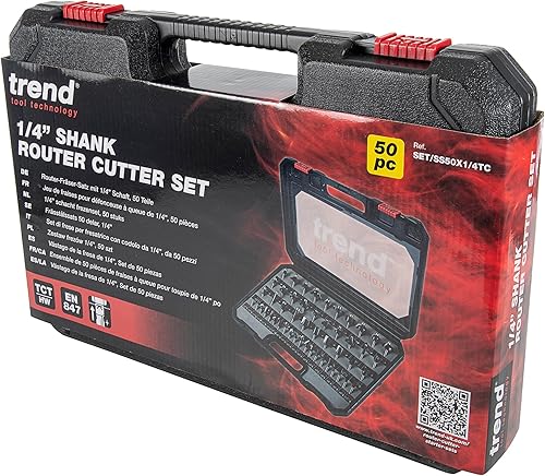 Miniatura 2 de Trend Juego de 50 brocas para enrutador, vástago de 1/4 pulgadas, punta de carburo de tungsteno, caja de aluminio incluida, SET/SS50X1/4TC