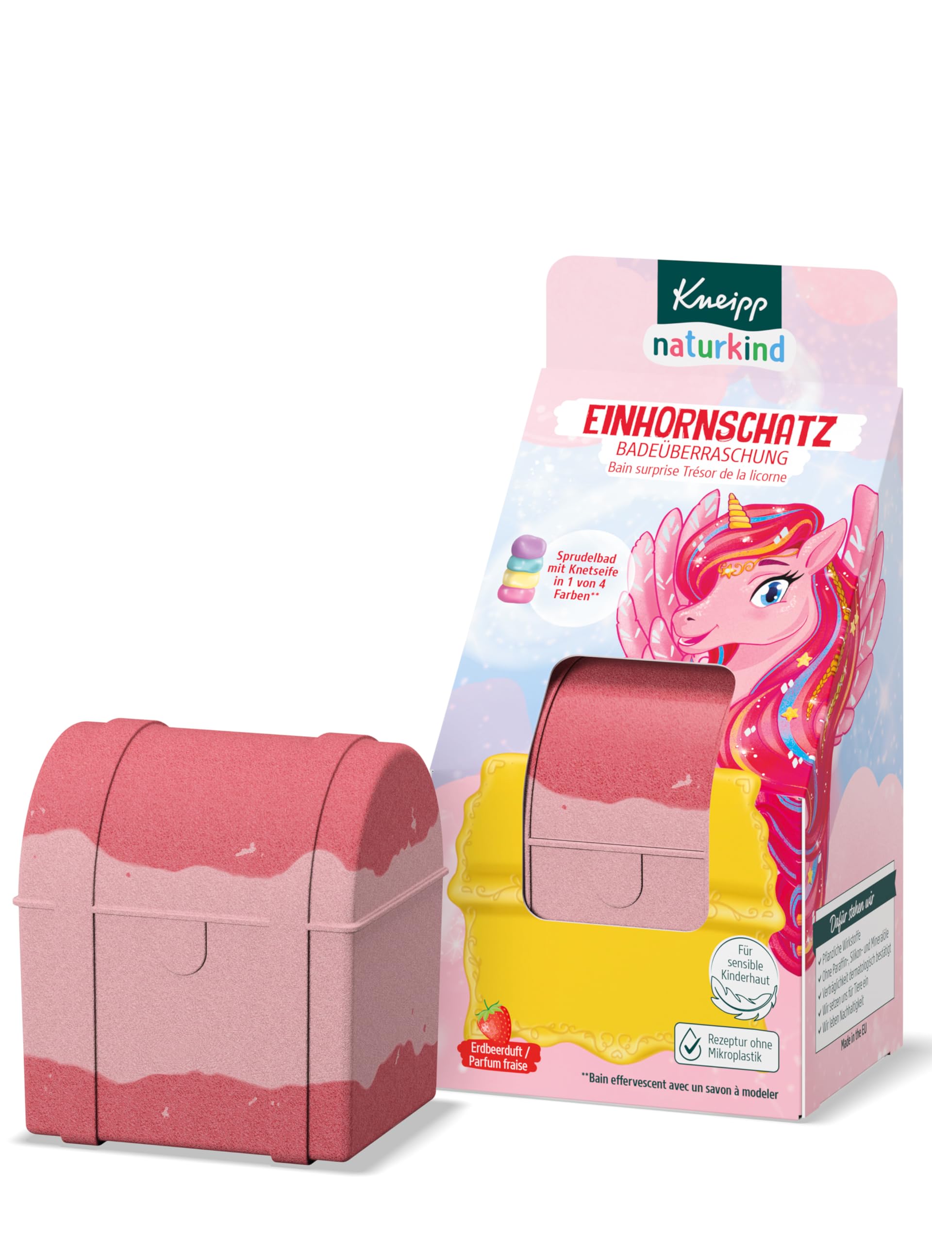 Kneipp Naturkind - Boule de bain effervescente pour enfants - Avec surprise - Motif licorne - Avec savon pétrissant pour jouer et nettoyer - 1 pièce