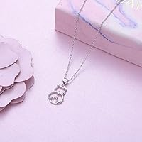 Vista 4 de FLYOW Elephant Necklace Cat Necklace Panda Neklace Horseshoe Necklace Squirrel Necklace Unicorn Necklace Sterling Silver Animal Necklaces for Women