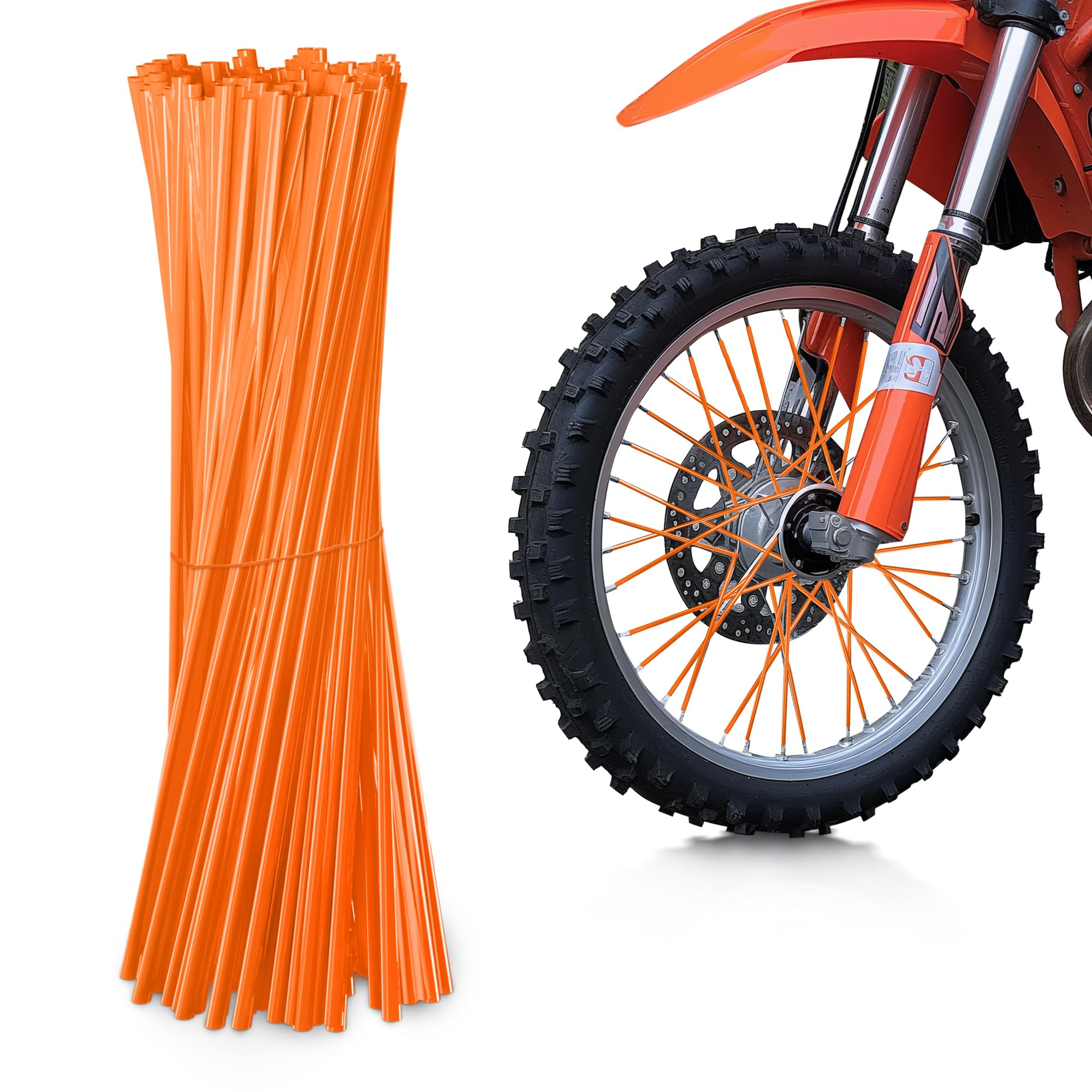 E-riding Bicycle Bike Spoke Protector- 72Pcs Spoke Decoration for Motorcycles, Wheelchairs, Cross-Country Motorcycle Pipe Trim for 8"-21" Rims