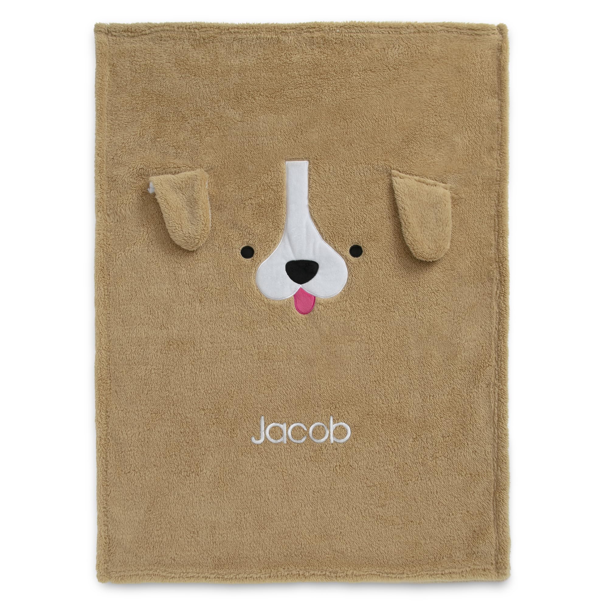 Delta Children Personalized Sherpa Throw Blanket for Kids, Tan Dog