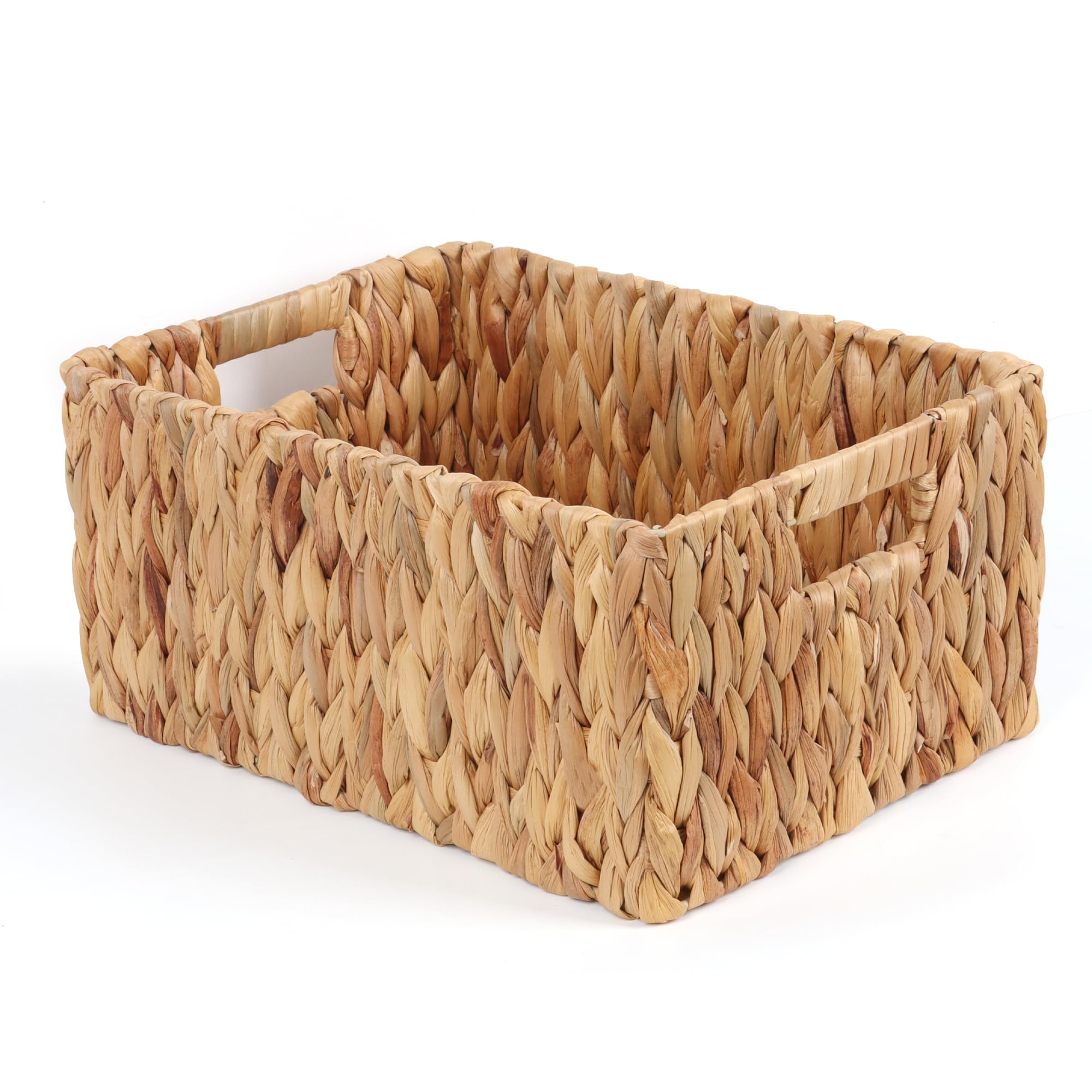 FEIALNDUO Wicker Shelf Baskets, Woven Storage Bins for Shelves Pantry Organizers and Storage with Handles Home Decor (Natural, 38 x 28 x 18cm)