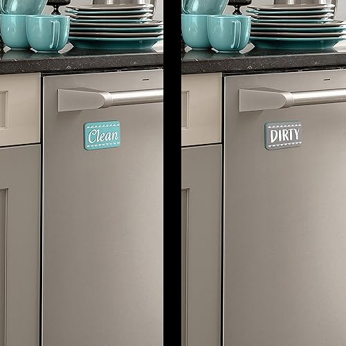 Miniatura 3 de Letrero de imán para lavavajillas de color plateado aguamarina Clean Dirty, indicador de lavavajillas de doble cara, imán universal fuerte sin