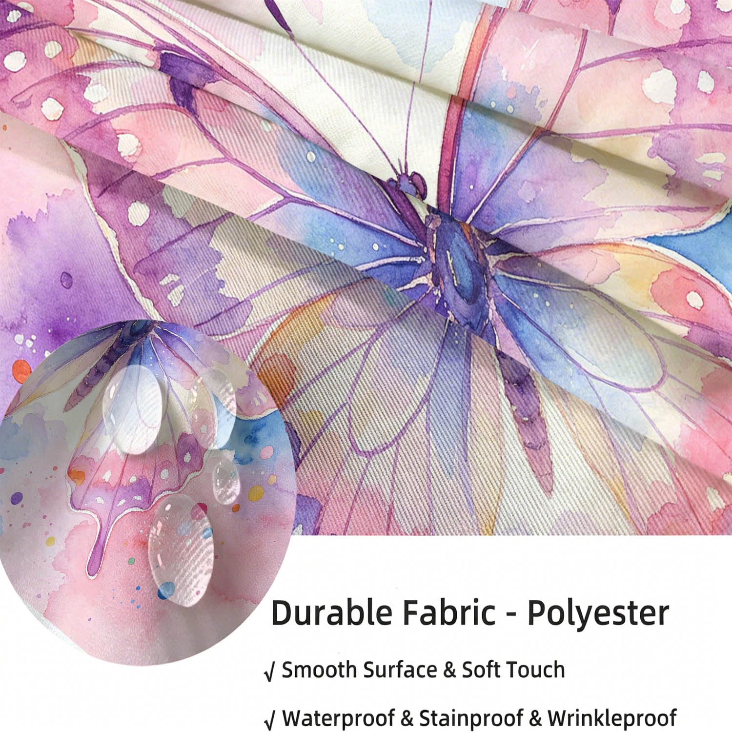 Tovaglia Rettangolare 140x300 cm Farfalle ad Acquerello Poliestere | Motivo Farfalle, Antimacchia, Impermeabile e Lavabile, Copritavolo Adatto per Cucina, Feste e Pranzi Domestici