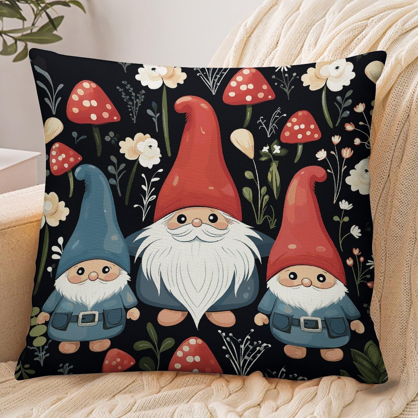 Fekiloot Style Cute Gnomes Pillowcase Pillow Sham Pillow Case