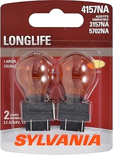 SYLVANIA - 4157NA Long Life Miniature - Amber Bulb, Ideal for Parking, Side Marker, and Turn Signal Applications (Contains 2 Bulbs)