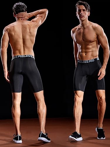 Miniatura 4 de NELEUS Paquete de 3 pantalones cortos de compresión para hombre