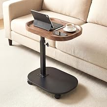 Adjustable Height TV Tray Table for Snack, Eating, Dinner or Laptop, 360Rolling C Shaped End Table for Couch, Sofa, Chair, Bed, Perfect for Small Places, Livingroom, Bedroom