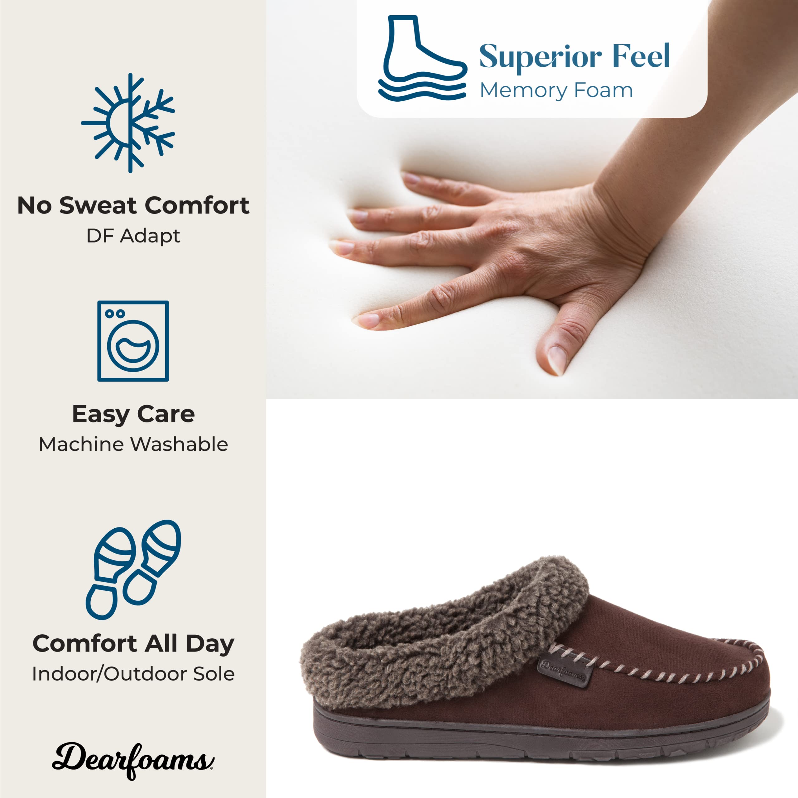 Dearfoams Brendan Zuecos Para Interiores Y Exteriores, Transpirables, Espuma Viscoelástica Con Anchos Anchos MuleHombre
