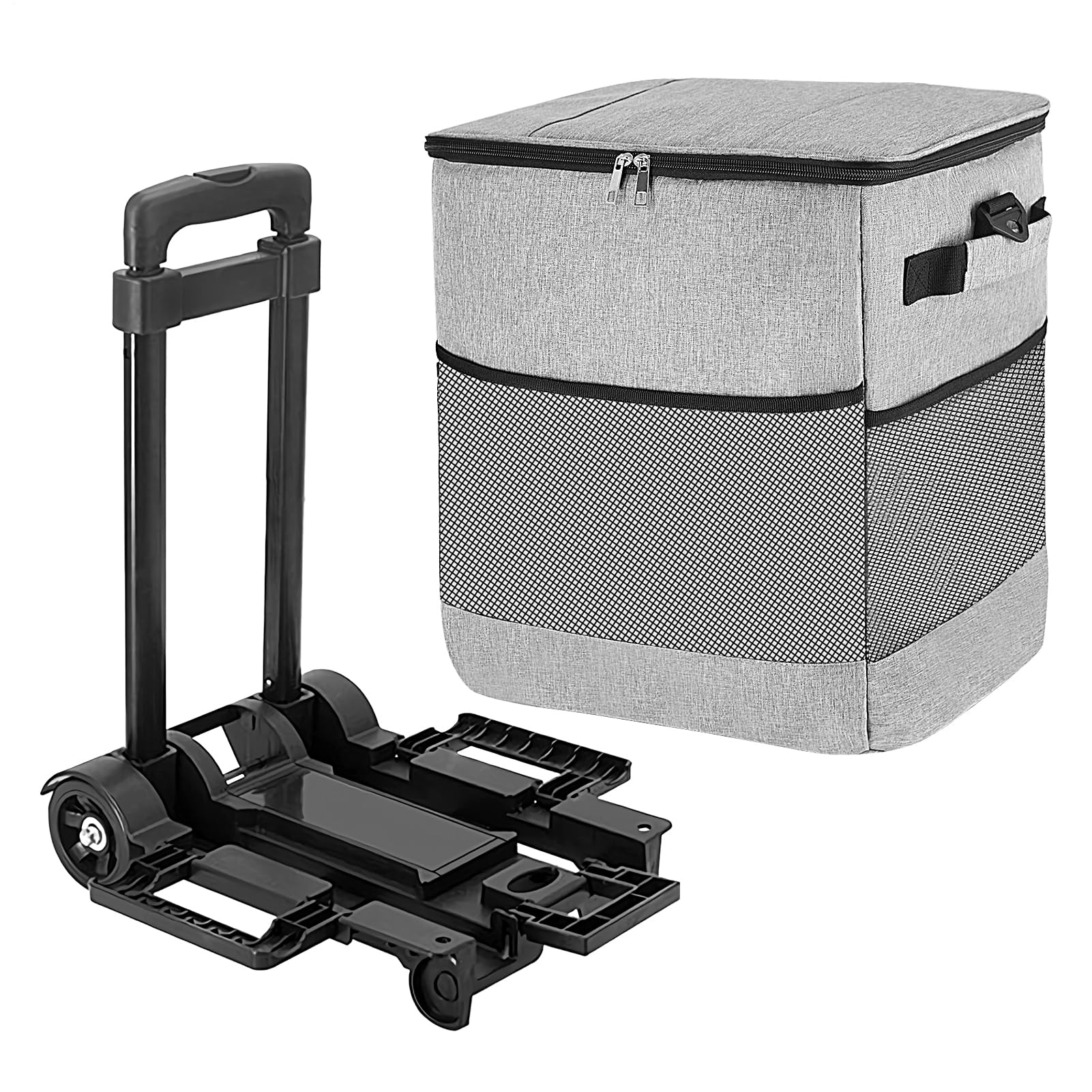 Scatola termica con ruote e manico, borsa termica isolata con ruote, contenitore per il pranzo riutilizzabile con carrello impermeabile per campeggio pesca picnic viaggi