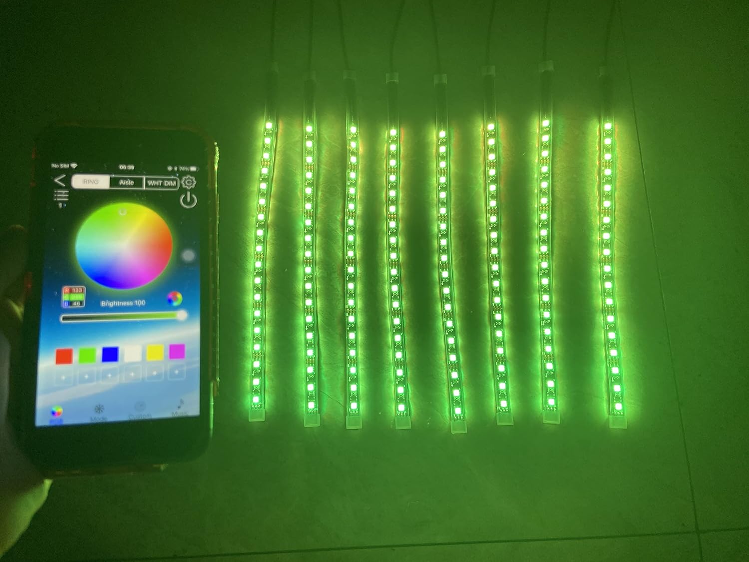 8PCS 1FT 30CM 12INCH Single Row RGB Dream Color Chasing Flow Light Strips for Car Truck Polaris Slingshots Off-Road Lighting Hood Rear Grille LEDs Lights APP + Remote