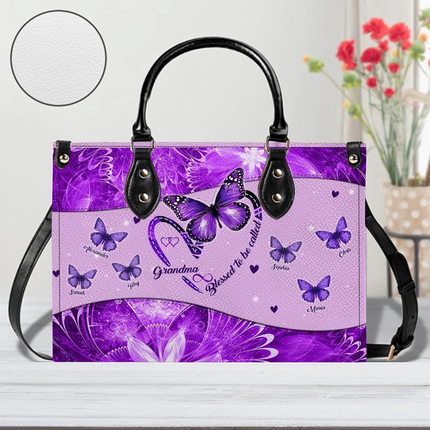 Mothers Day Gift Leather Bag- Personalized Grandmas Purse With Grandkids Names, Grandma Handbag Birthday Gifts For Mom Women - Image 6