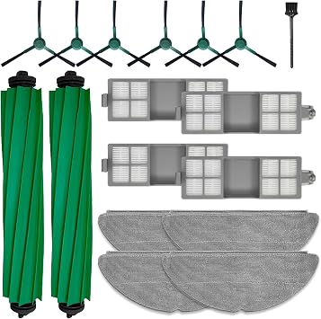 17PCS Replacement Parts Accessories Kit Compatible with iRobot Roomba 205/208/209 DustCompactor Combo Robot Vacuum Cleaner 2 Main Brushes, 6 Side Brushes, 4 HEPA Filters, 4 Mop Pads