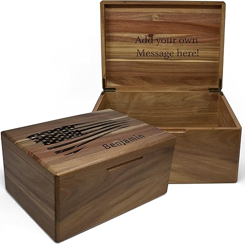 Miniatura 16 de Caja de madera grabada personalizada grande – Caja de recuerdo de madera de acacia con mensaje oculto personalizado, cajas de memoria de nogal para