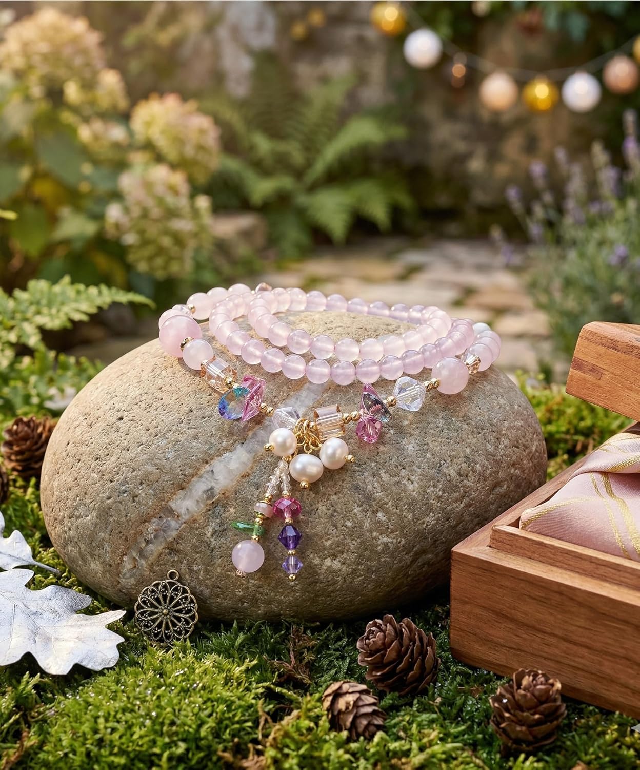 18k Gold Plated Handmade Bracelet-Necklace | Natural Fine Crystal, Freshwater Pealr, Authentic Austrian Crystal | Elegant Jewelry Gift for Women