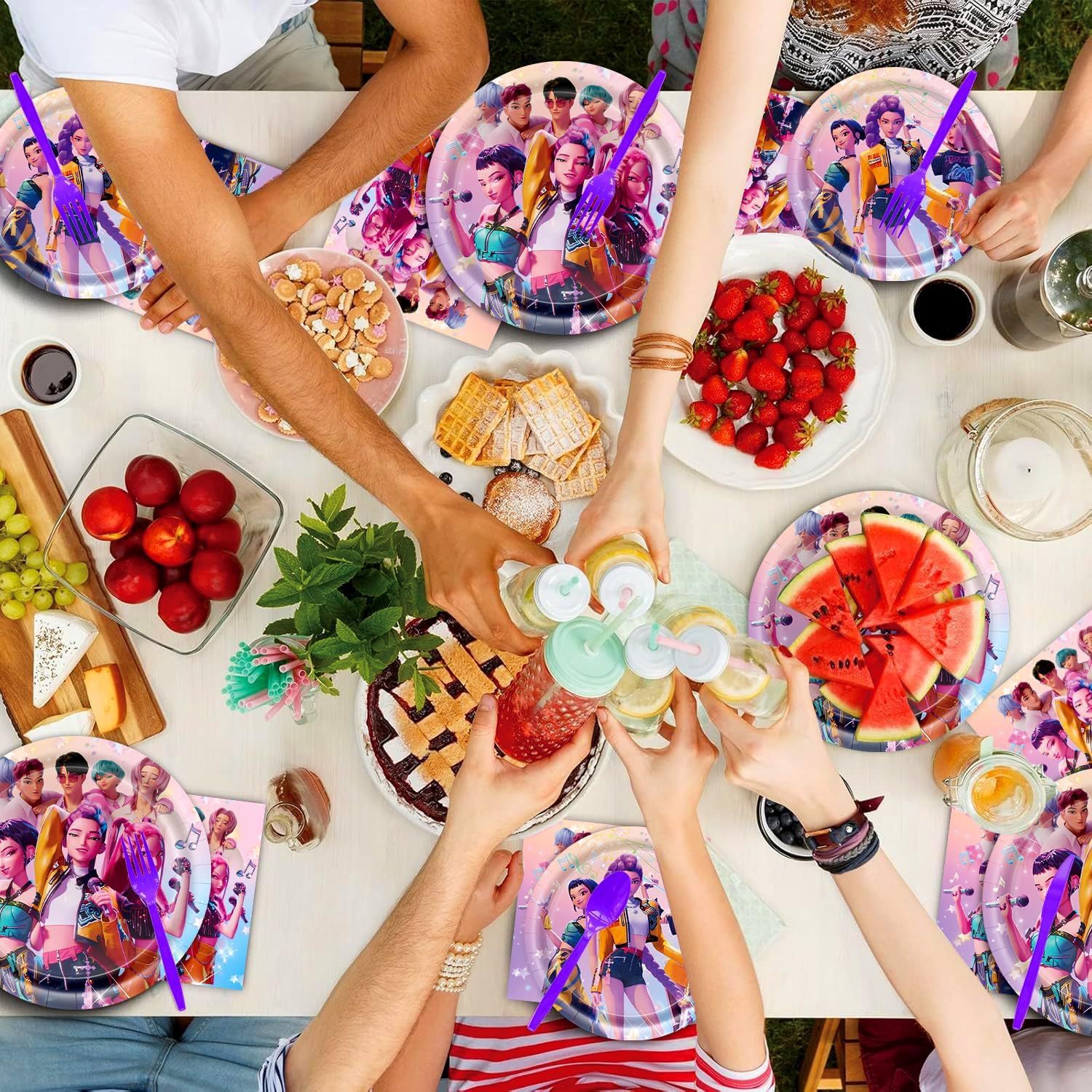 41Pcs Hunters Birthday Decorations, 20 Plates, 20 Napkins and 1 Tablecover for Boys Girls Kpop Party Supplies