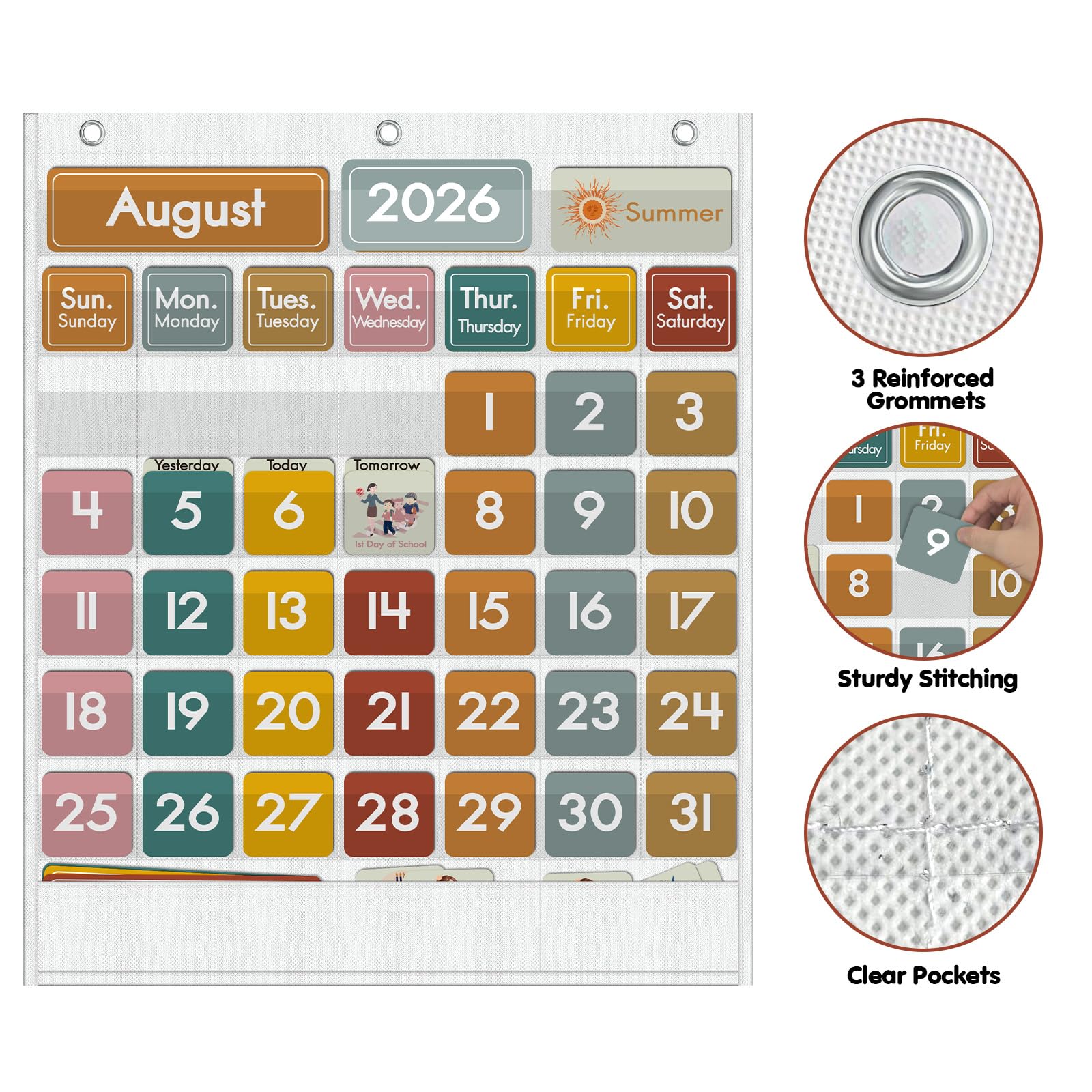 Calendrier mensuel de poche pour salle de classe