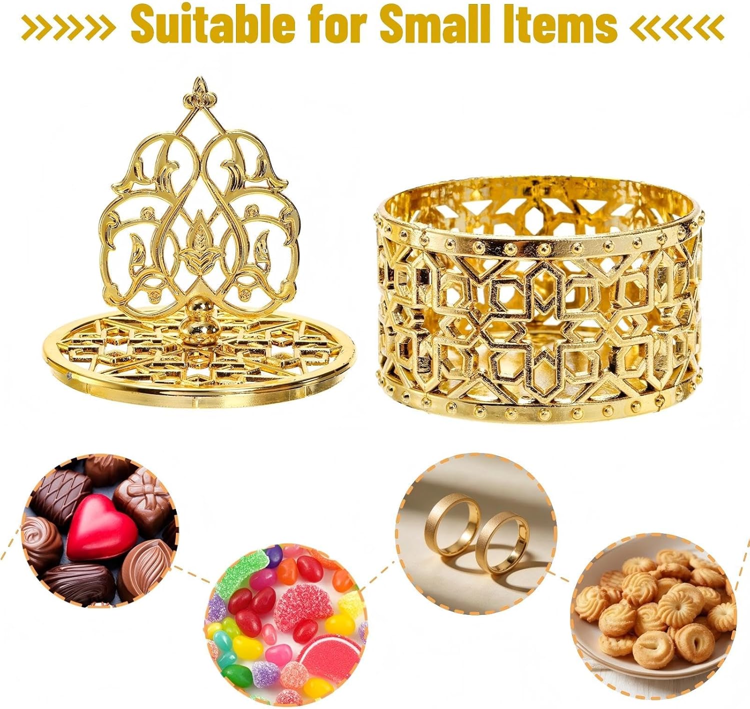 Mezchi 24 Pack Gold Vintage Favor Boxes, Mini Plastic Candy Container with Lid, Small Treat Gift Boxes Candy Storage Container for Wedding Party, Tea Party, 2''Wx 3''H, Round - Image 6