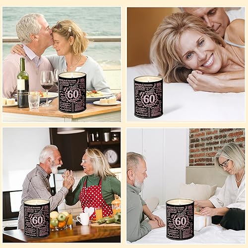 Miniatura 5 de Regalos de feliz cumpleaños 60 para mujeres, velas perfumadas, velas de decoración del hogar de 60 años, regalo de Navidad para esposa, mamá, abuela
