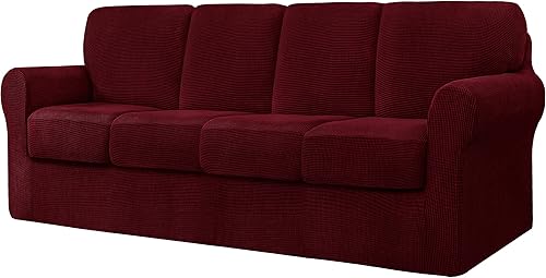 Miniatura 50 de CHUN YI Fundas de sofá de 7 piezas, fundas de sofá lavables, funda elástica para sofá de 3 cojines con respaldo y fundas de cojín separadas, Azul