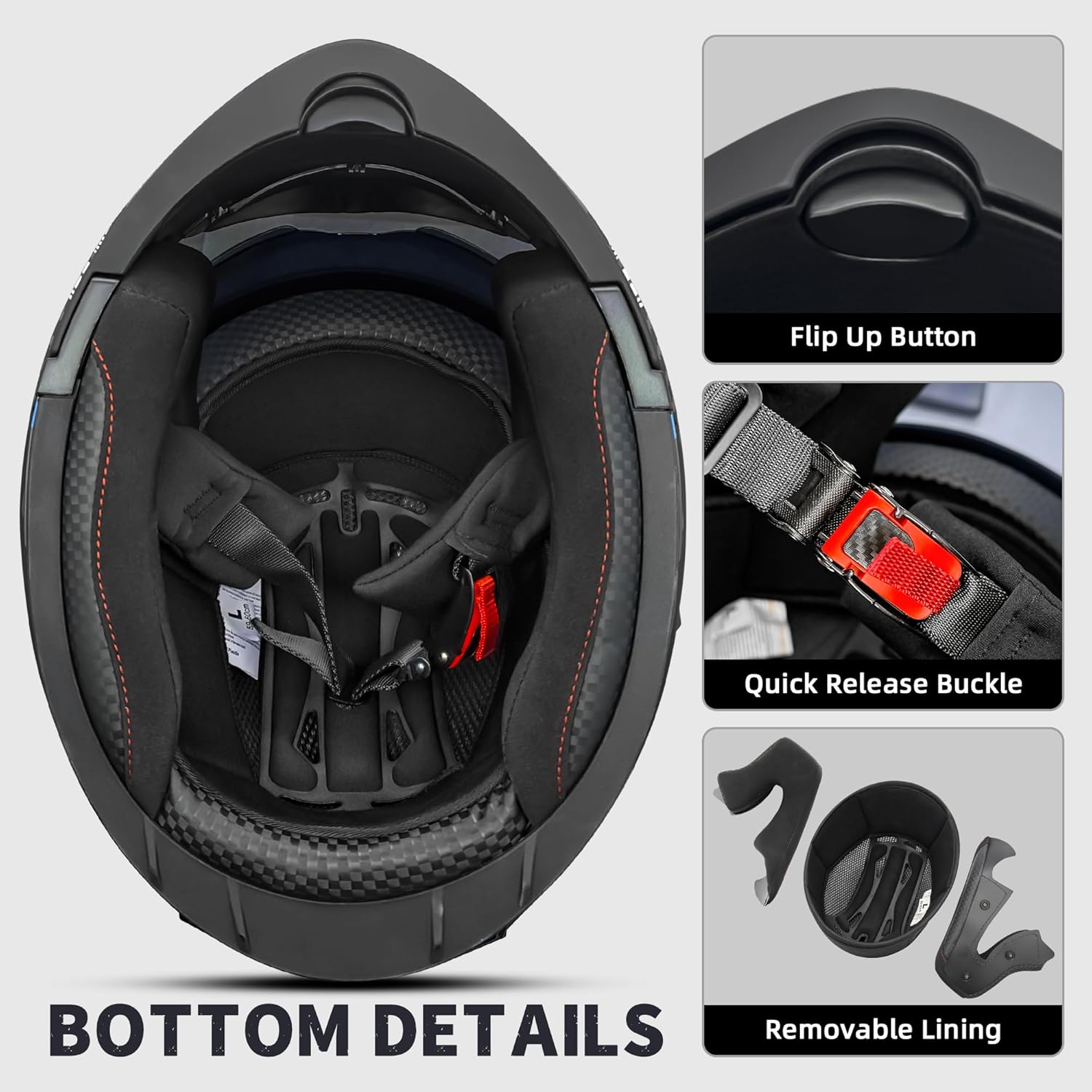 Motorcycle Helmets Modular Full Face Moped Helmet,DOT Approved Modular Flip-Up Dual Visor Motorcycle Full Face Helmet for Adults Men & Women