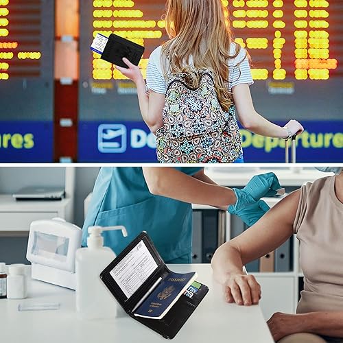 Miniatura 8 de ACdream - Tarjetero combinado para colocar pasaporte y tarjeta de vacunación funda protectora con ranura para tarjeta de vacunación del CDC