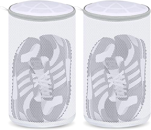 Bolsas de lavado de zapatos, bolsa de lavado de malla para tenis, bolsa de lavandería para limpieza de zapatos, cremallera gris, tamaño grande, 7 x