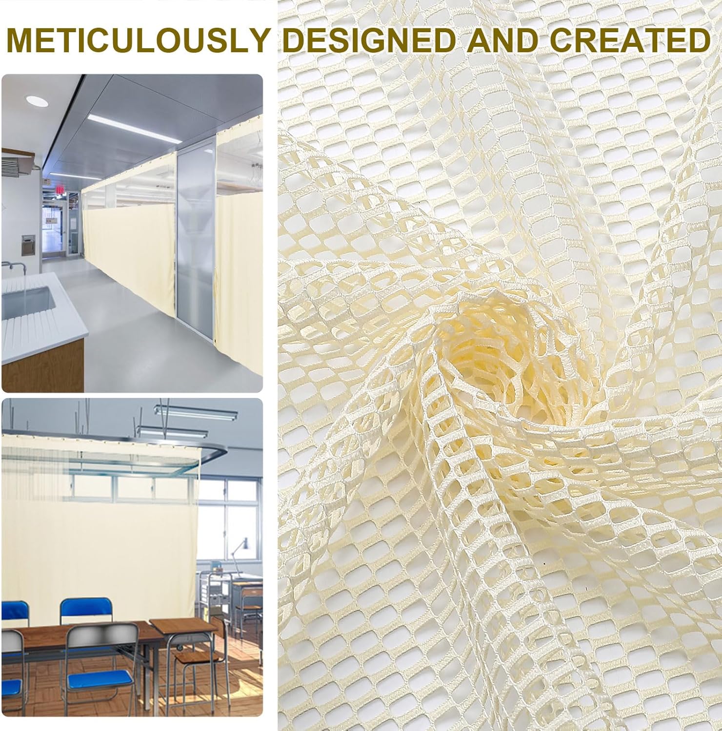 Flame Retardant Hospital Curtain Hanging Medical Privacy Room Divider Cubicle Curtains for Room Separation - Meets for Fire Retardant Testing According to NFPA-701(1 Panel, Beige, 5x8ft)