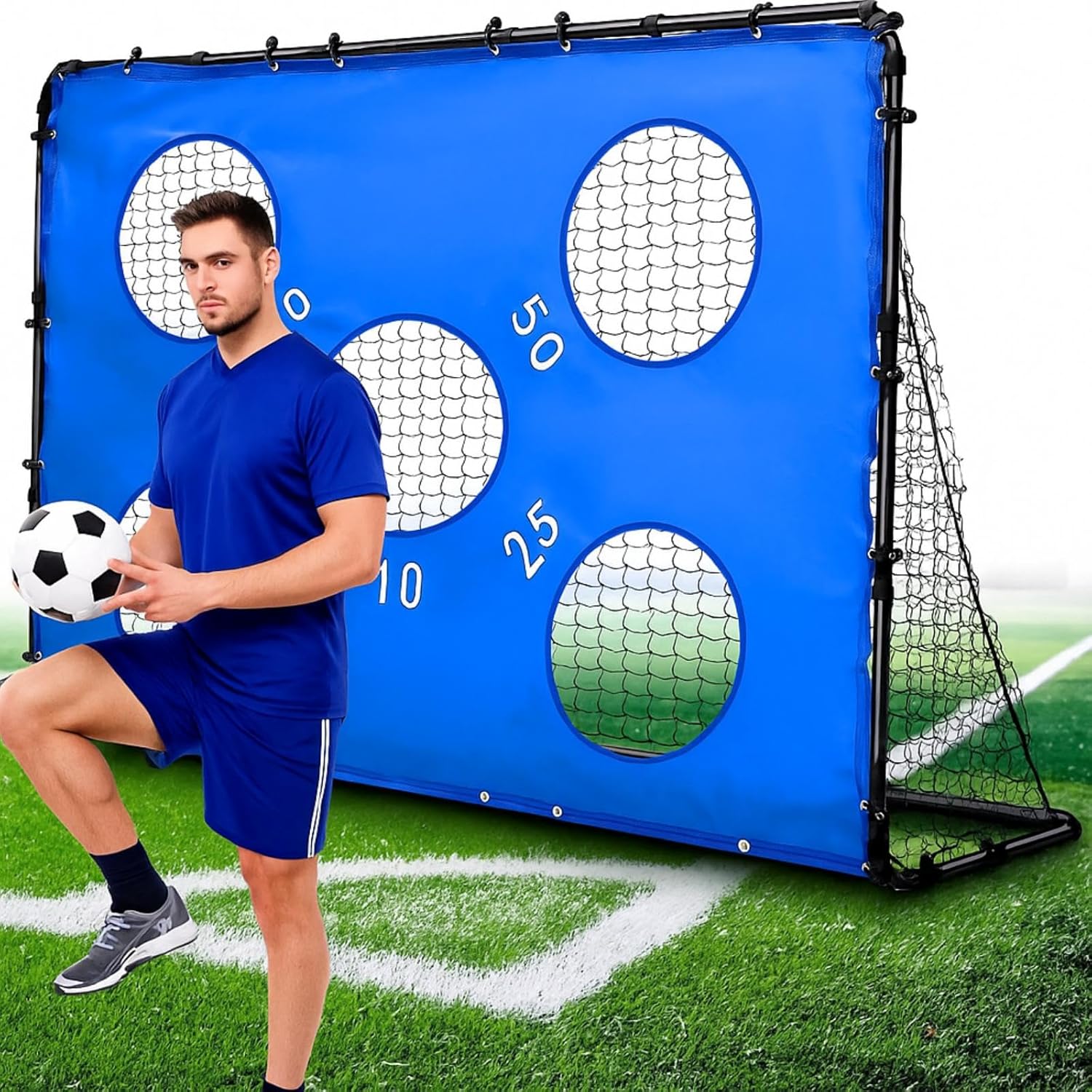 2 in 1 Soccer Goal Portable for Backyard Soccer Training Net Detachable Metal Target Goal Net with Ground Nails for Indoor Outdoor Sports
