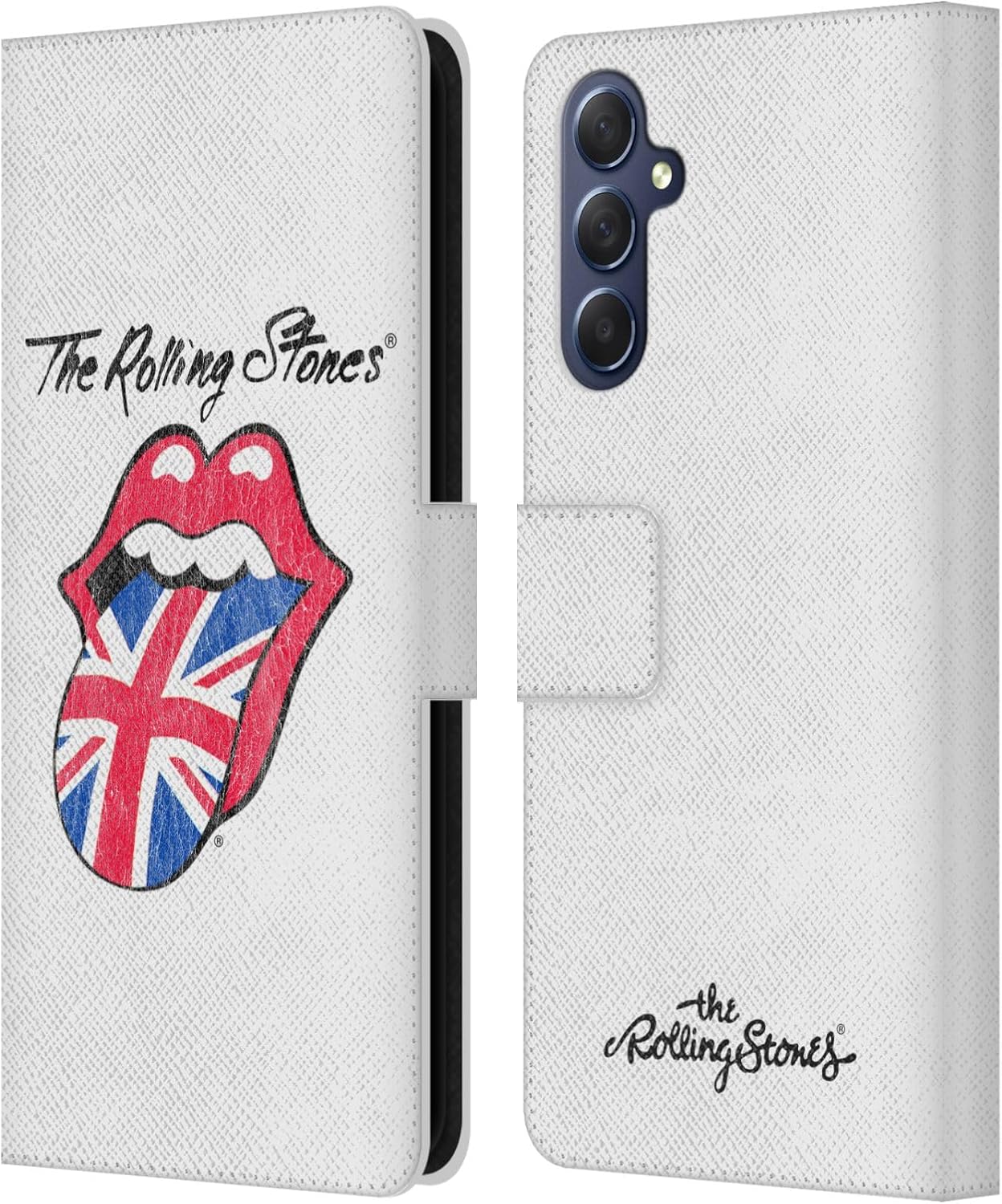 Head Case Designs Officially Licensed The Rolling Stones UK Tongue Key Art Leather Wallet Case Compatible with Samsung Galaxy M54 5G