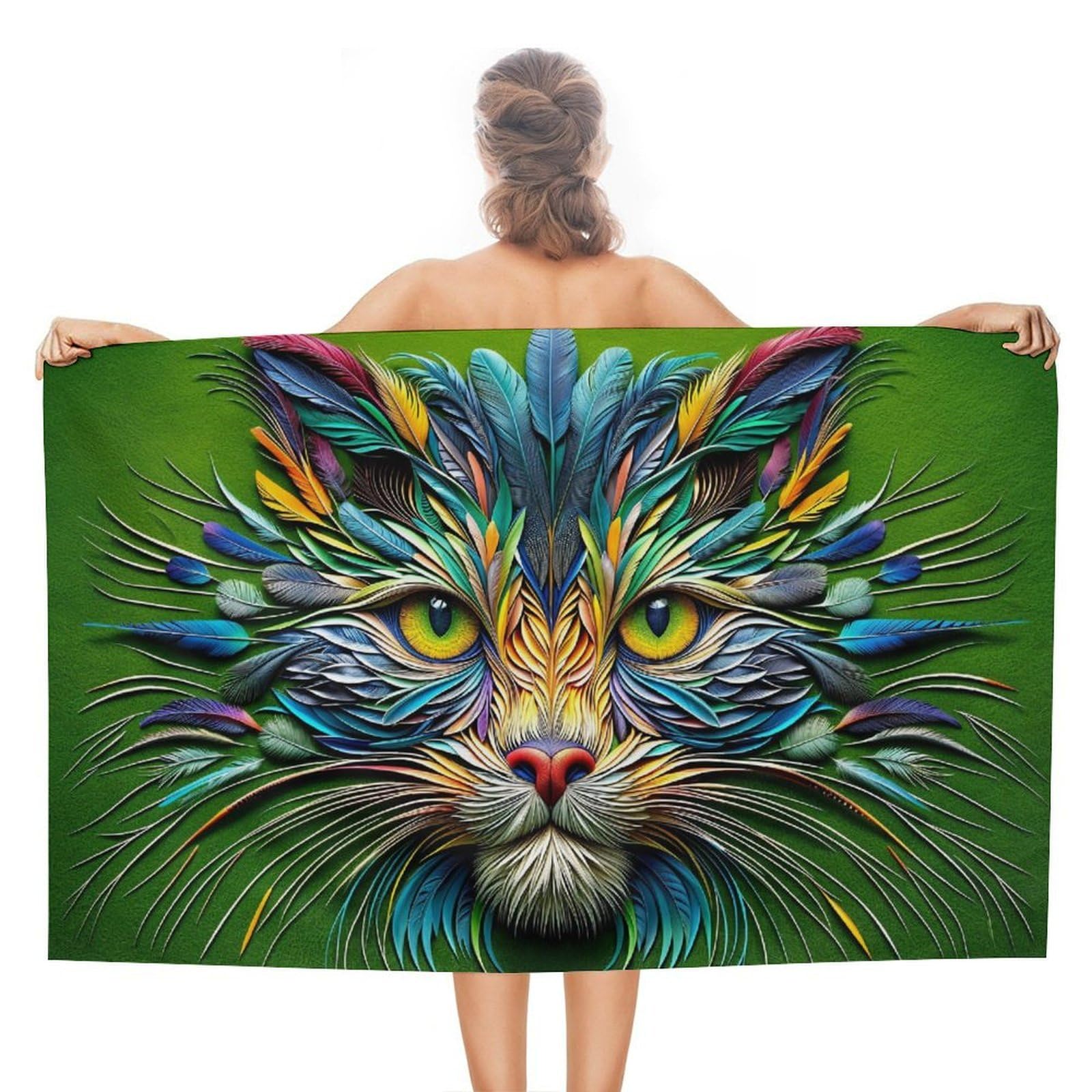 Serviette de plage anti sable chat coloré compacte vacances