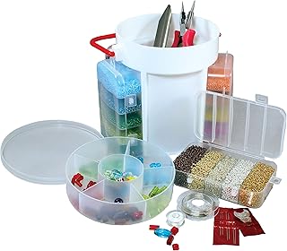 The Beadsmith Portable Bead Caddy - Bead Set w/Jewelry Making Supplies, Includes 1000+ gm of Seed Beads Plus Accessories & Storage