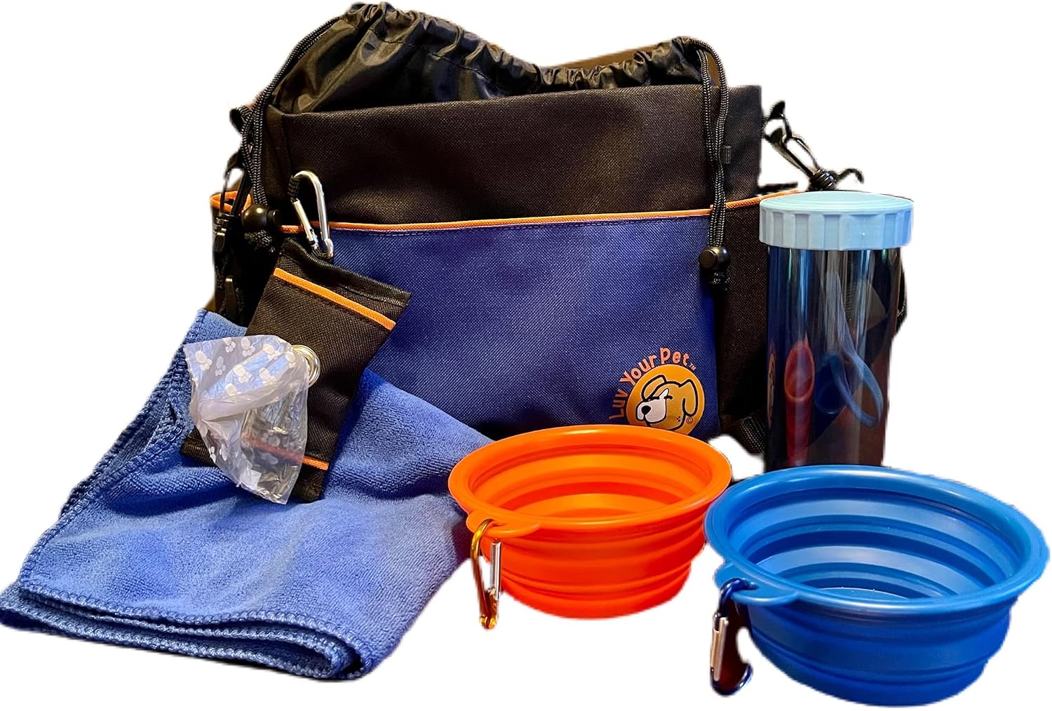Luv Your Pet Travel Kit Comes with Carrying Bag and Contains Much More - Make Your Next Outing with Your Pet Convenient, Multicolor