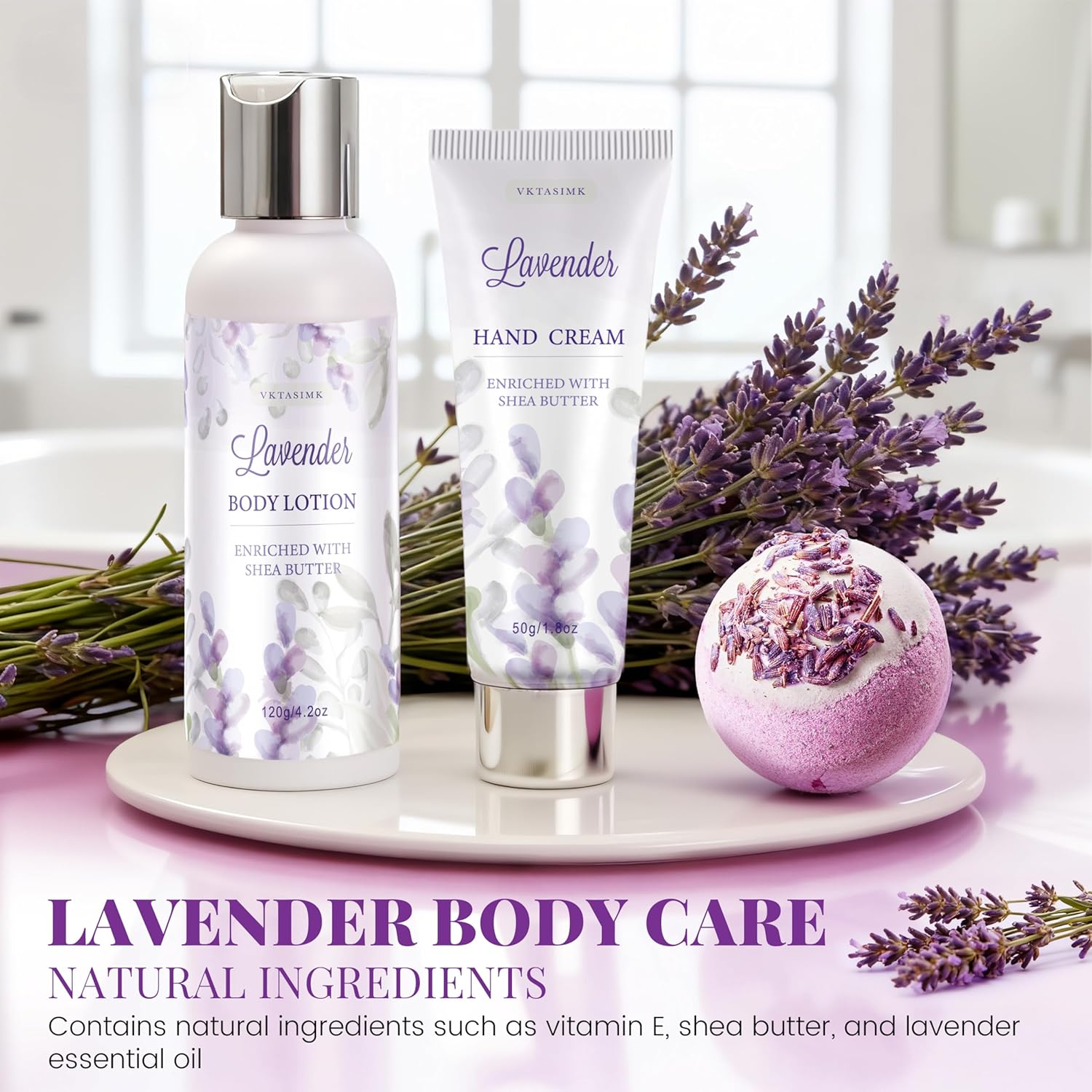 Gifts for Women, Lavender Bath and Body Gift Basket Relaxing Spa Self Care Gift, Mothers Day Gifts Happy Birthday Gift Baskets, Thank You for Mom Her Sister Wife Girlfriend Teacher Friends Friendship - Image 4